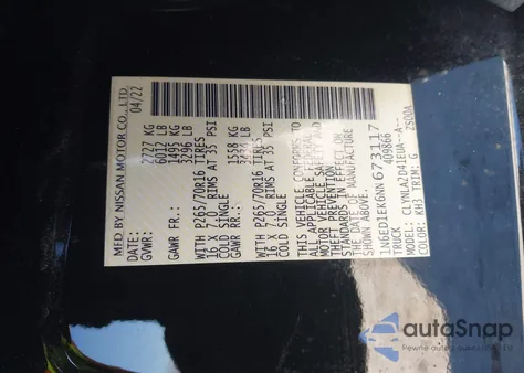 2022 Nissan Frontier S 4X4 z USA, uszkodzony, nr VIN 1N6ED1EK6NN673117